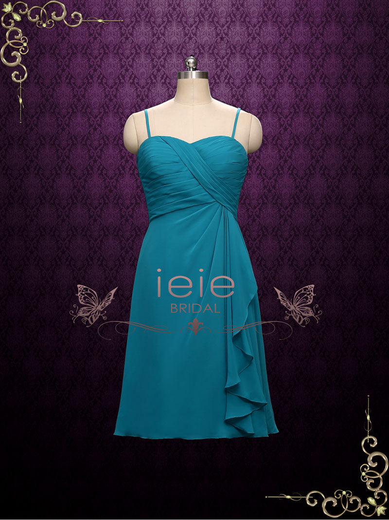 Short Chiffon Bridesmaid Dress with Straps | A2