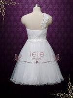 Short Lace Wedding Dress with One Shoulder Neckline