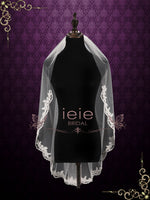Short Elbow Length Veil with Floral Lace Edges VG1087