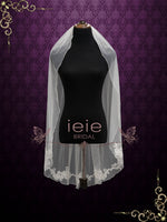 Short Fingertip Lace Veil with Floral Edge VG2014