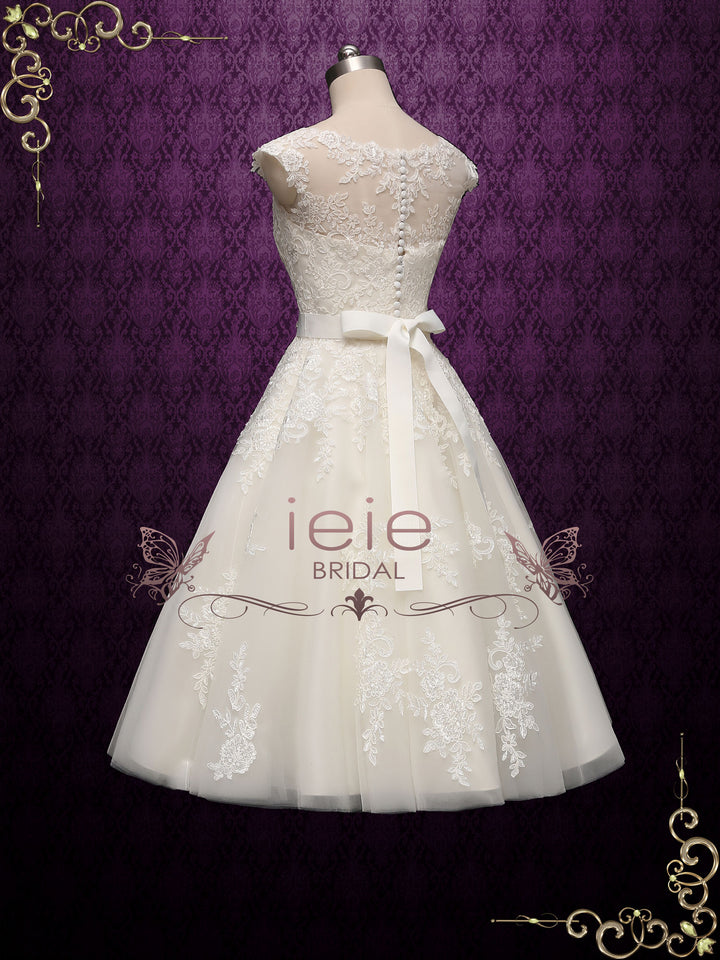 Elegant Short Lace Wedding Dress PERLA