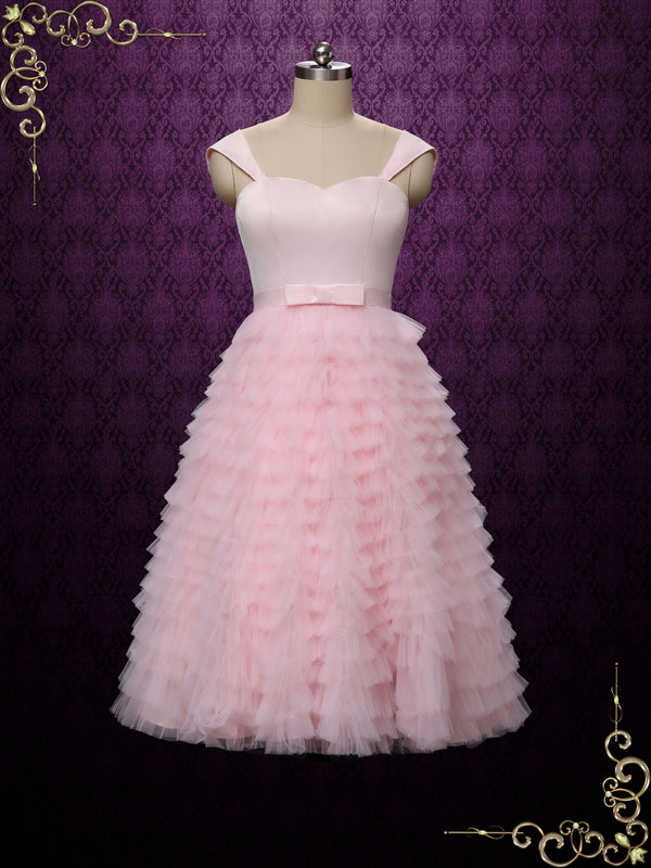 Short Pink Ruffle Wedding Dress Prom Dress SADIE