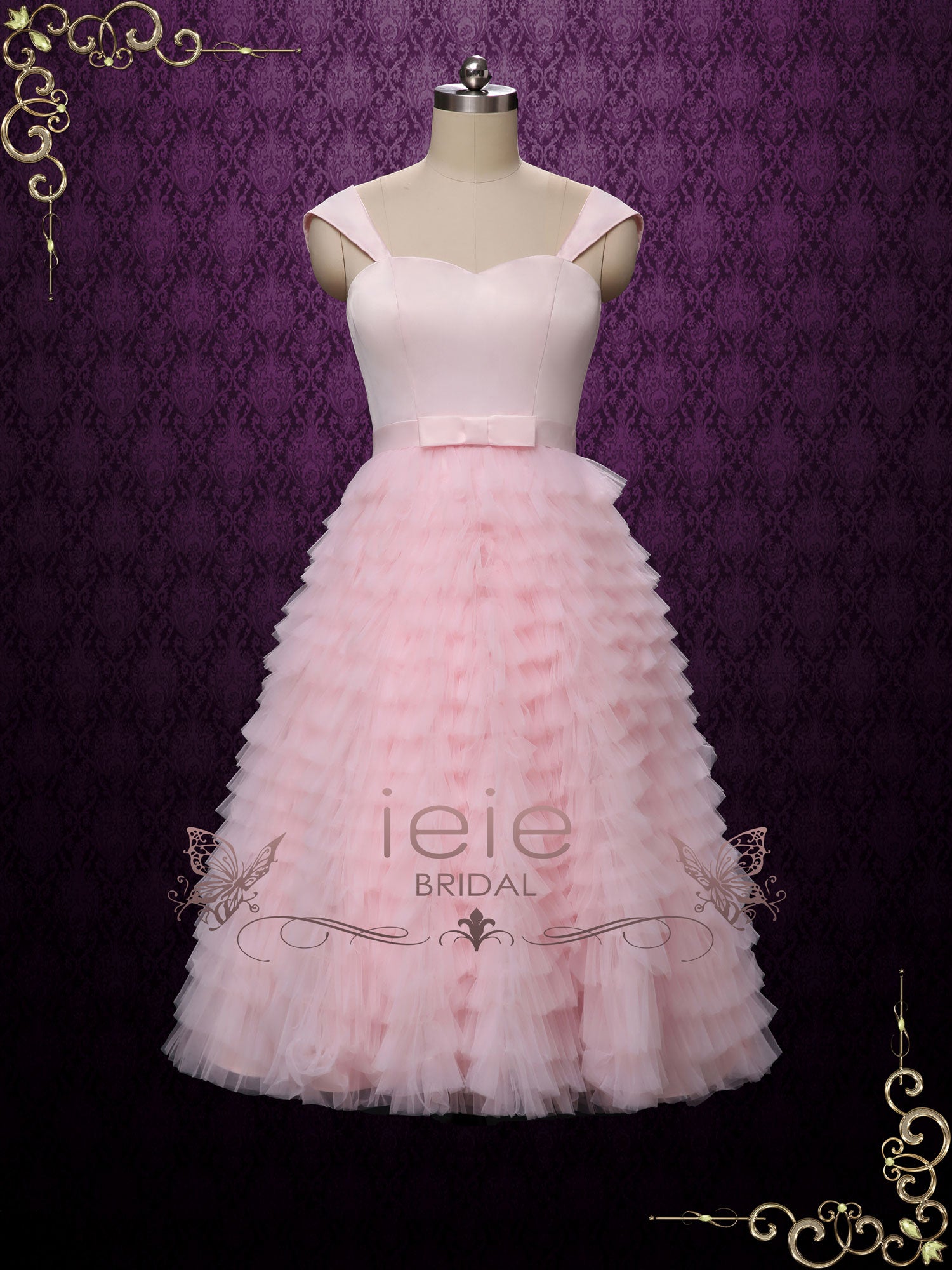 Short Pink Ruffle Wedding Dress Prom Dress SADIE