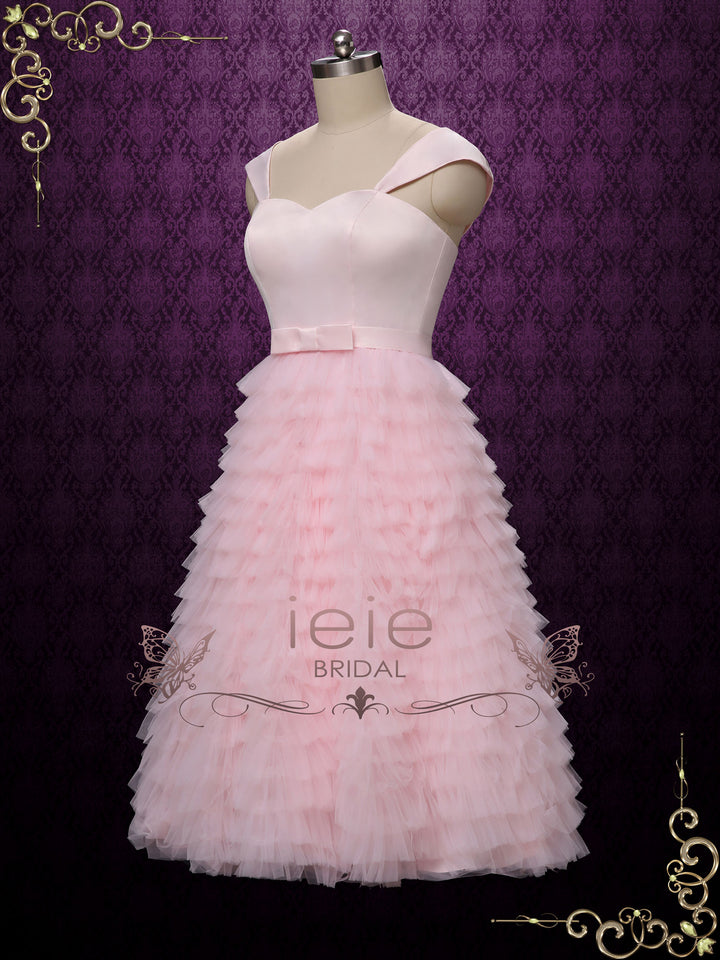 Short Pink Ruffle Wedding Dress Prom Dress SADIE