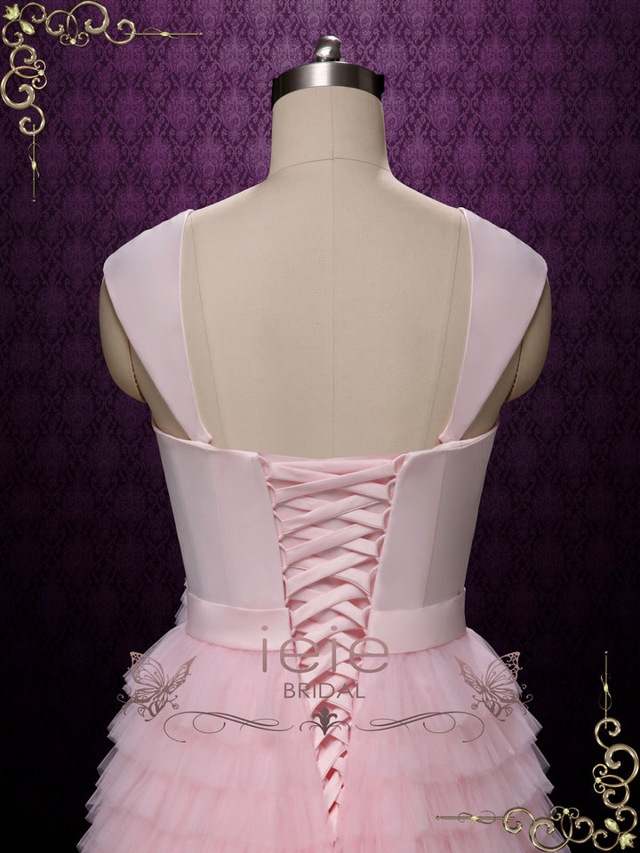 Short Pink Ruffle Wedding Dress Prom Dress SADIE