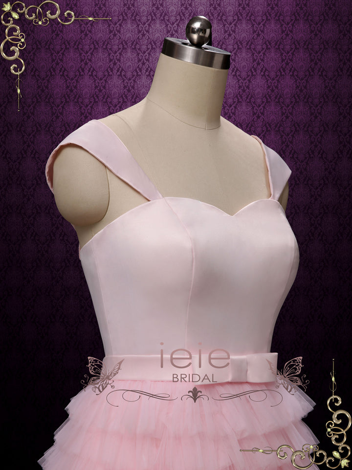 Short Pink Ruffle Wedding Dress Prom Dress SADIE