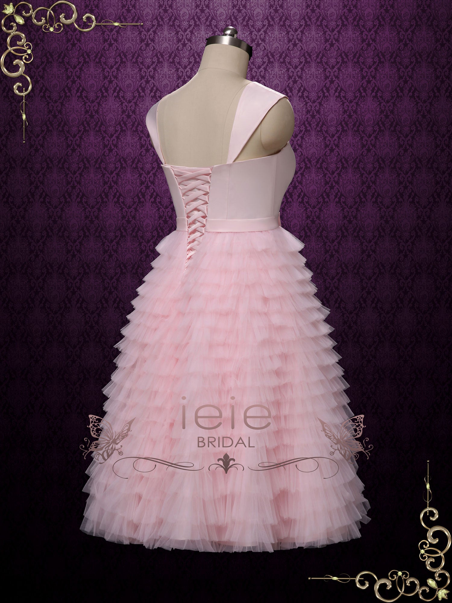 Short Pink Ruffle Wedding Dress Prom Dress SADIE