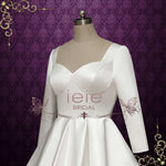 Short Retro Satin Tea Length Wedding Dress DANICA