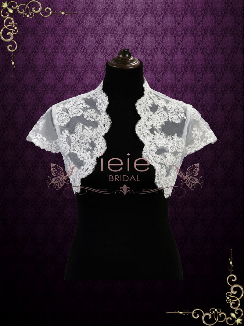 Short Cap Sleeves Lace Shrug Bolero Jacket | SG1008