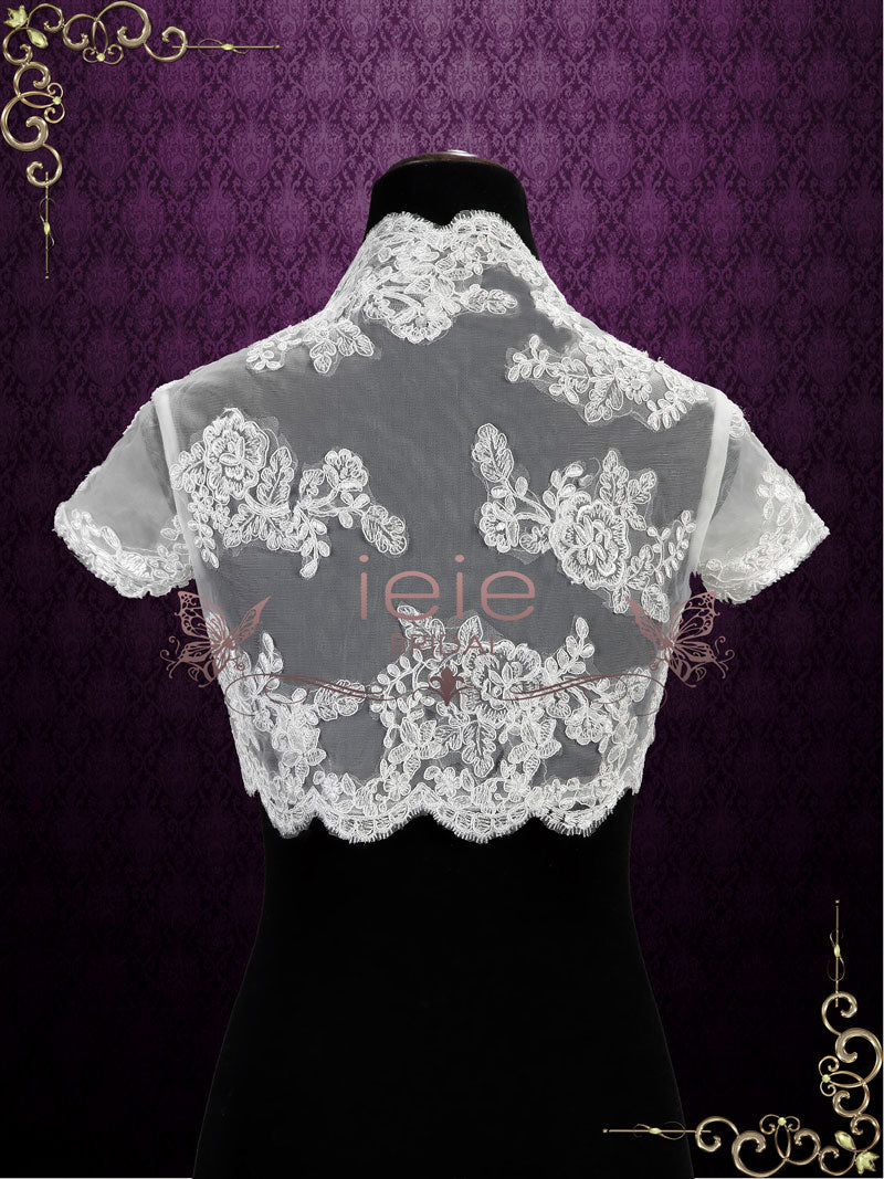 Short Cap Sleeves Lace Shrug Bolero Jacket | SG1008
