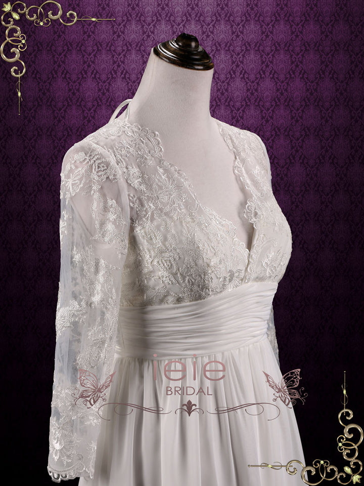 Short Chiffon Lace Wedding Dress | Stacy