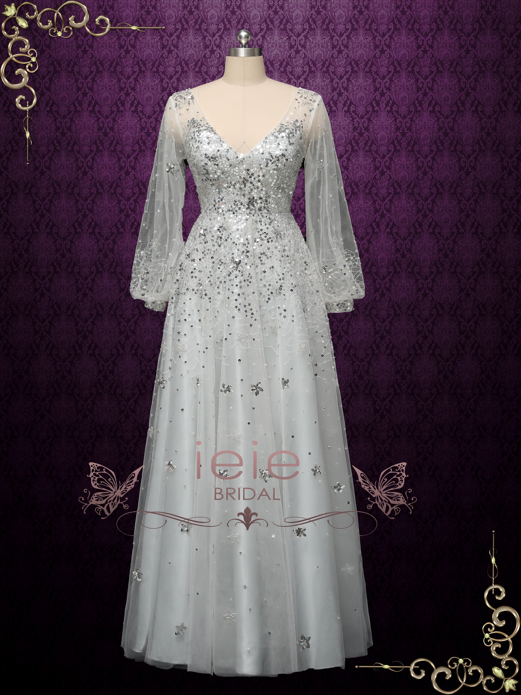 long galaxy prom dress Luxury Galaxy Lilac Rhinestone Mermaid Prom Dress