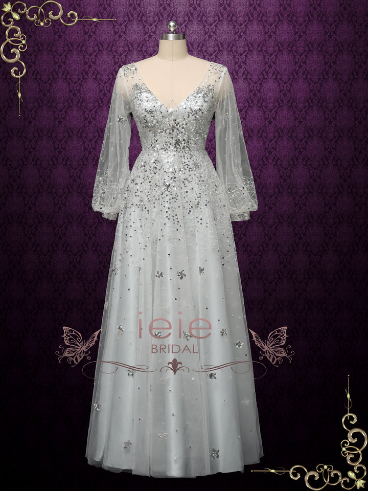 Silver Galaxy Themed Formal Evening Dress STARLIT