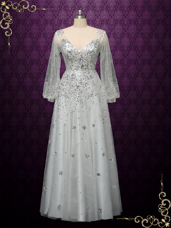 Silver Galaxy Themed Formal Evening Dress STARLIT