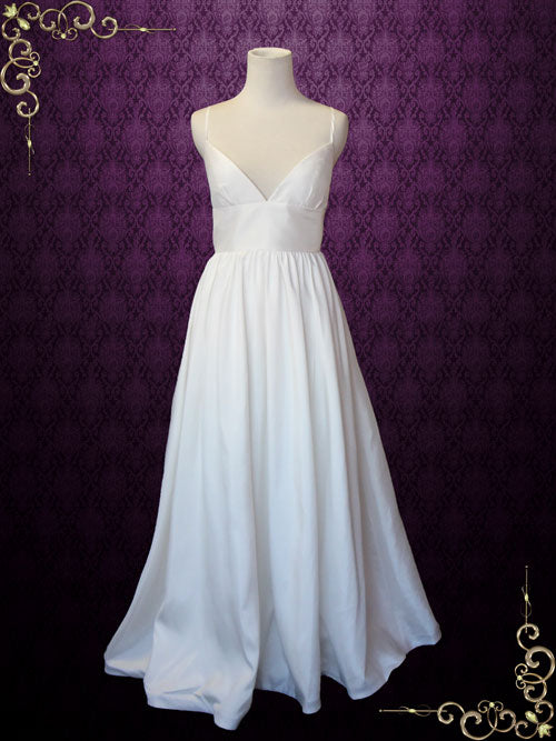 Simple Yet Elegant Slim A-line Beach Wedding Dress with Sweetheart Neck Line and Low Back