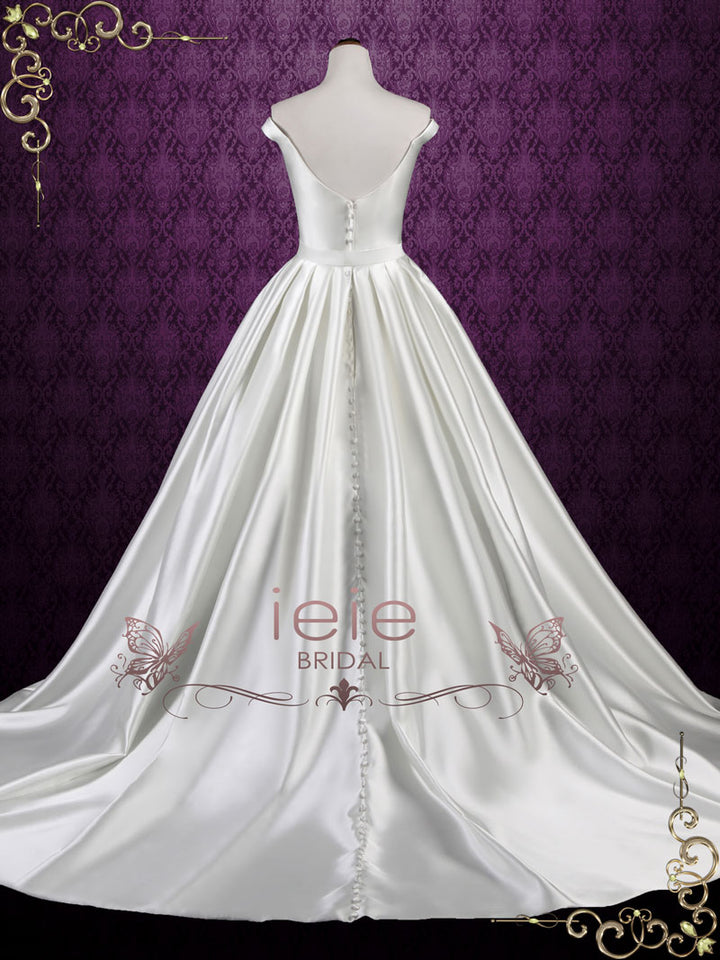 Mikado Satin Ball Gown Wedding Dress with Off Shoulder Straps LUISA