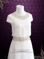 Simple Yet Elegant Chiffon Wedding Dress with Cap Sleeves LEA