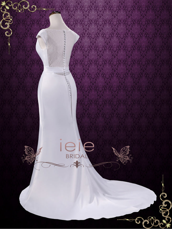 Simple Elegant Satin Lace Wedding Dress | Andrina