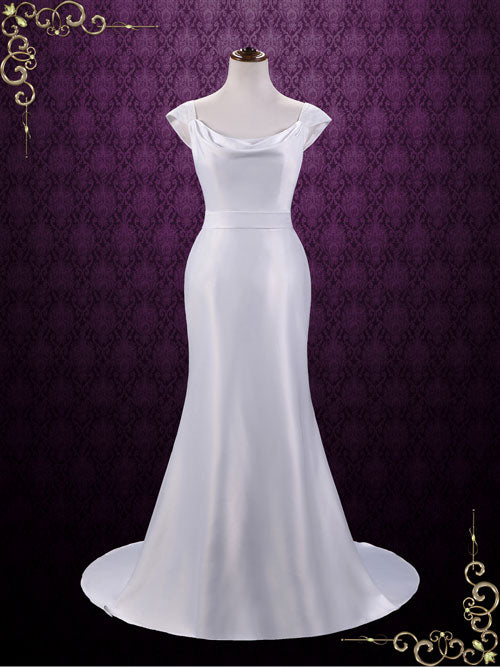 Simple Elegant Satin Lace Wedding Dress | Andrina