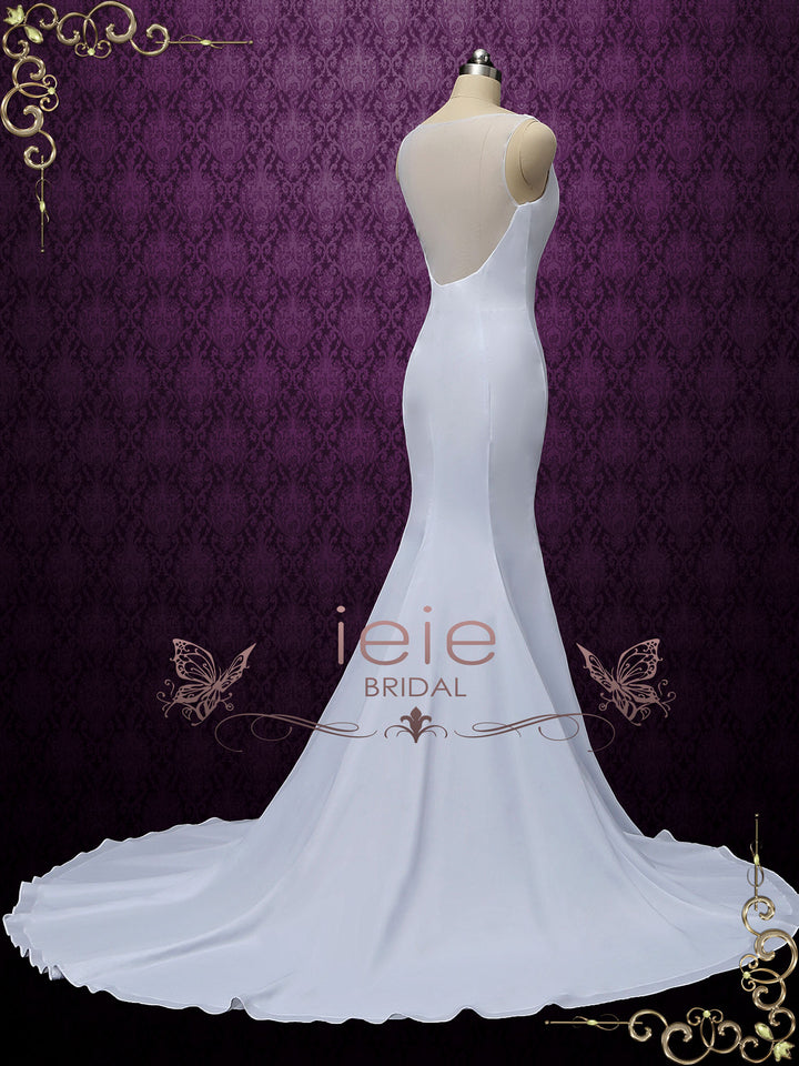 Simple Minimalist Sleeveless Crepe Wedding Dress HANNA