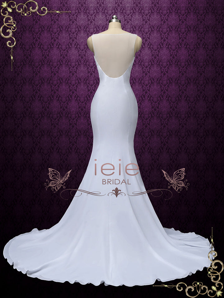 Simple Minimalist Sleeveless Crepe Wedding Dress HANNA