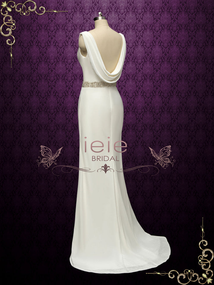 Simple Velvet Wedding Dress with Cowl Back AELIS