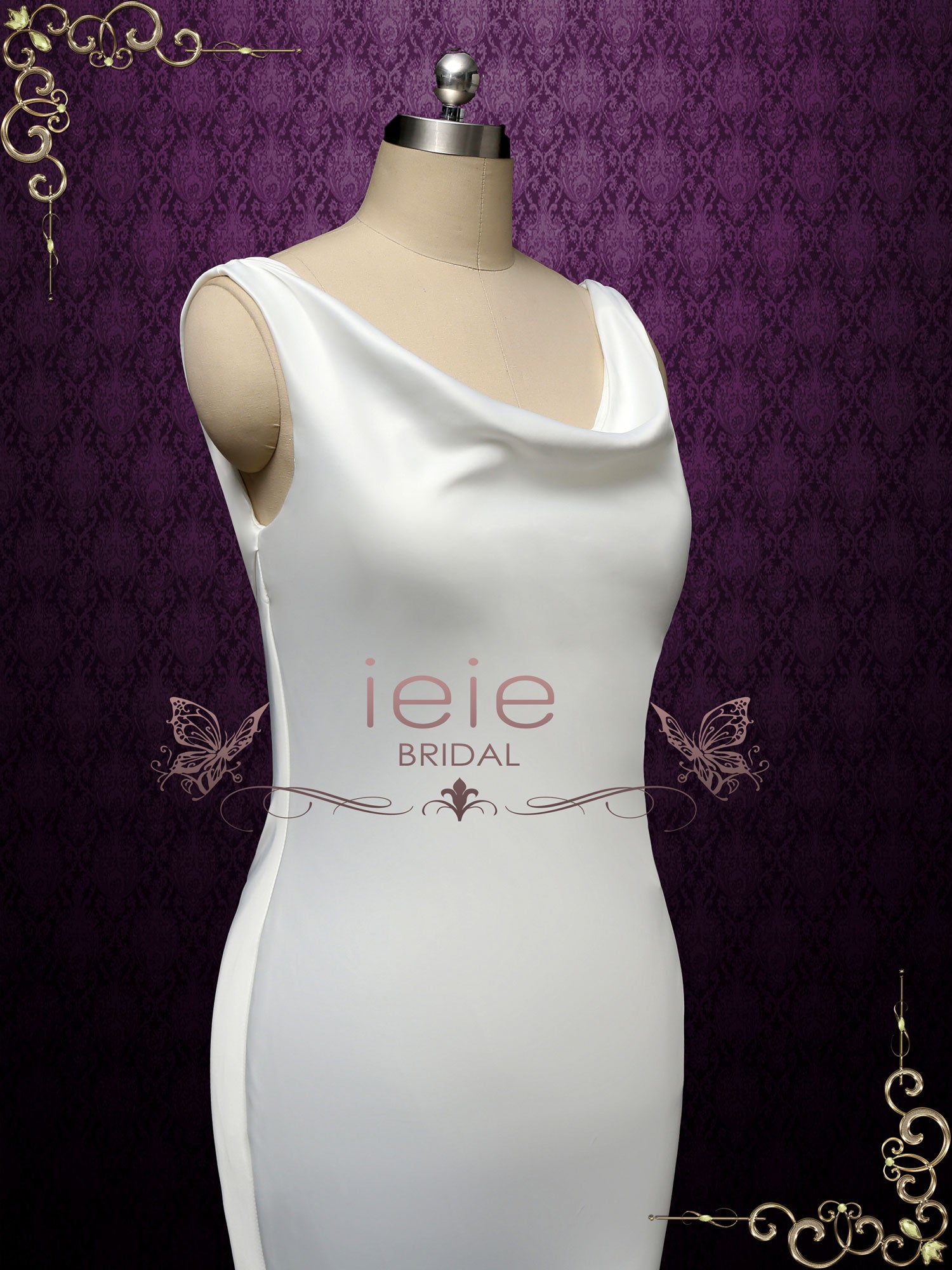 Simple Minimalist Wedding Dress with Cowl Neckline RAYN