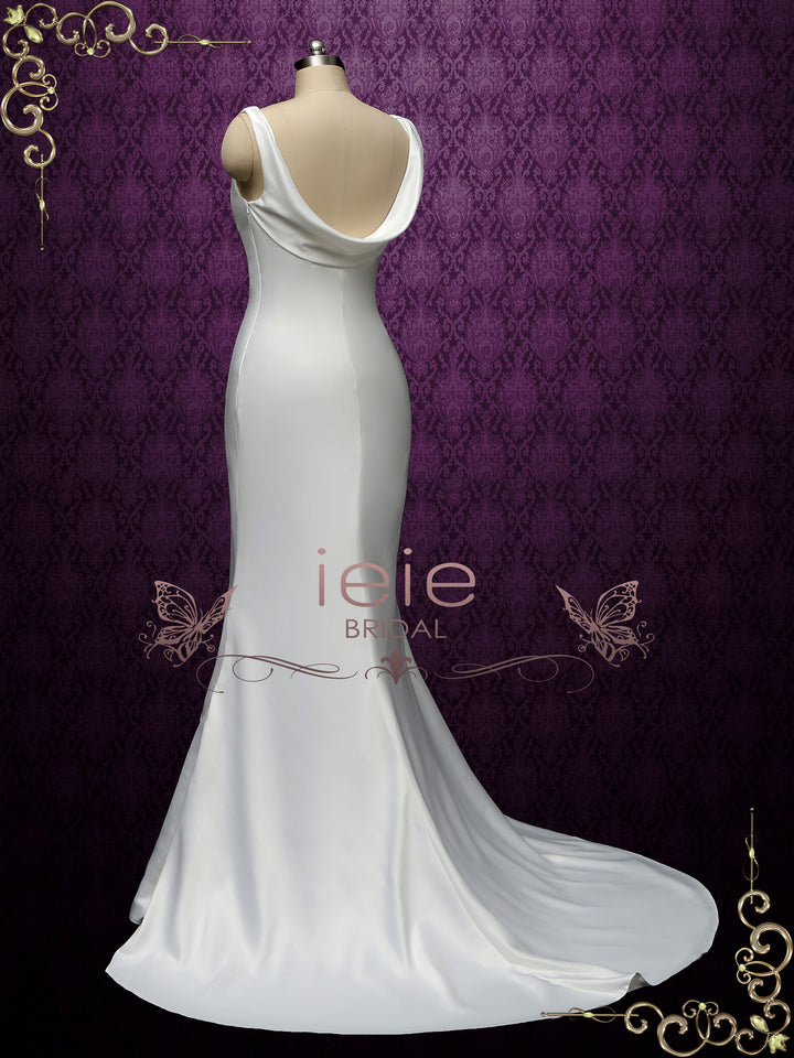 Simple Minimalist Wedding Dress with Cowl Neckline RAYN