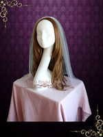 Plain Fingertip Short Tulle Veil with English Net | VG1069