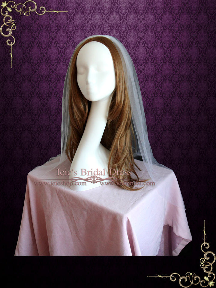 Plain Fingertip Short Tulle Veil with English Net | VG1069