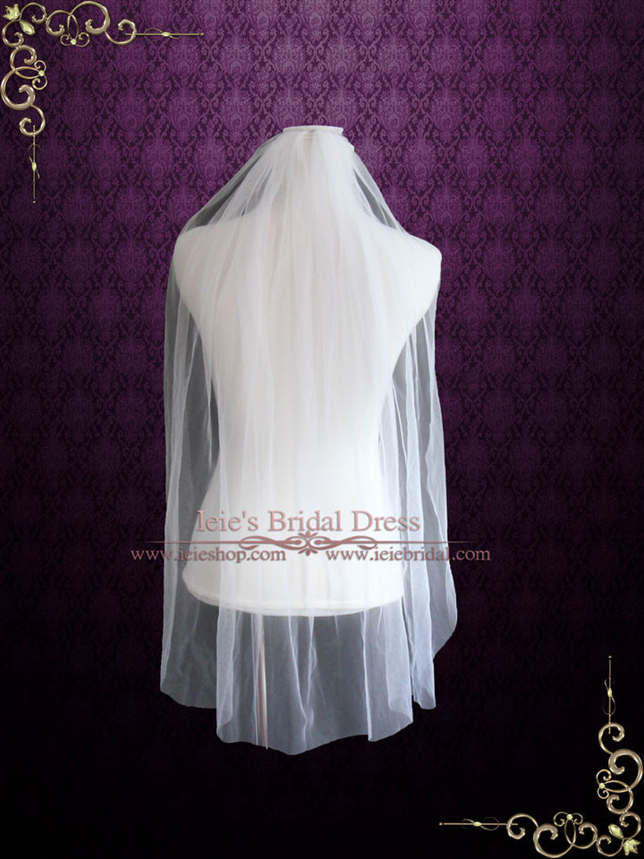 Plain Fingertip Short Tulle Veil with English Net | VG1069