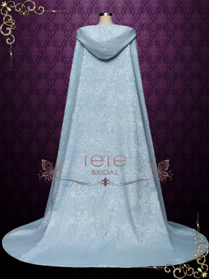 Blue Medieval Cotton Jacquard Wedding Cloak Y200502