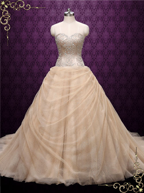 Strapless Beauty and the Beast Wedding Dress