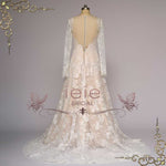 Champagne Lace Wedding Dress with Long Sleeves | AEDRE