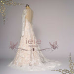Champagne Lace Wedding Dress with Long Sleeves | AEDRE
