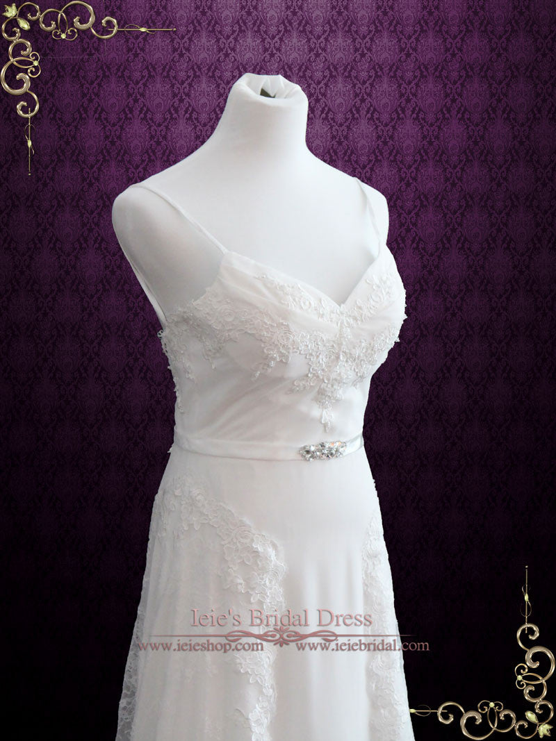 Vintage Beach Style Lace Open Back Chiffon Wedding Dress KIANA – ieie ...