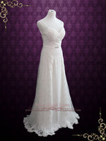 Vintage Beach Style Lace Open Back Chiffon Wedding Dress KIANA