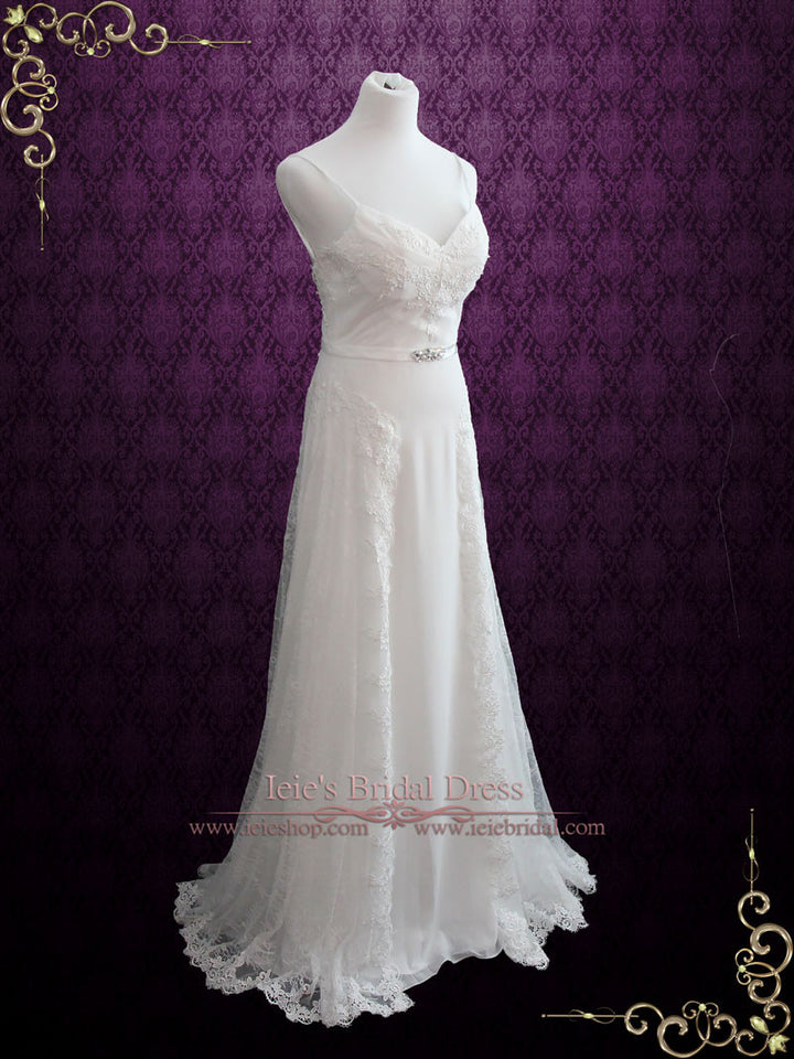 Vintage Beach Style Lace Open Back Chiffon Wedding Dress KIANA Size 6 / Ivory Vintage Beach Style Lace Open Back Chiffon Wedding Dress KIANA Size 6 / Ivory