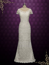 Elegant Slim Lace Wedding Dress With Illusion Neckline GIANA