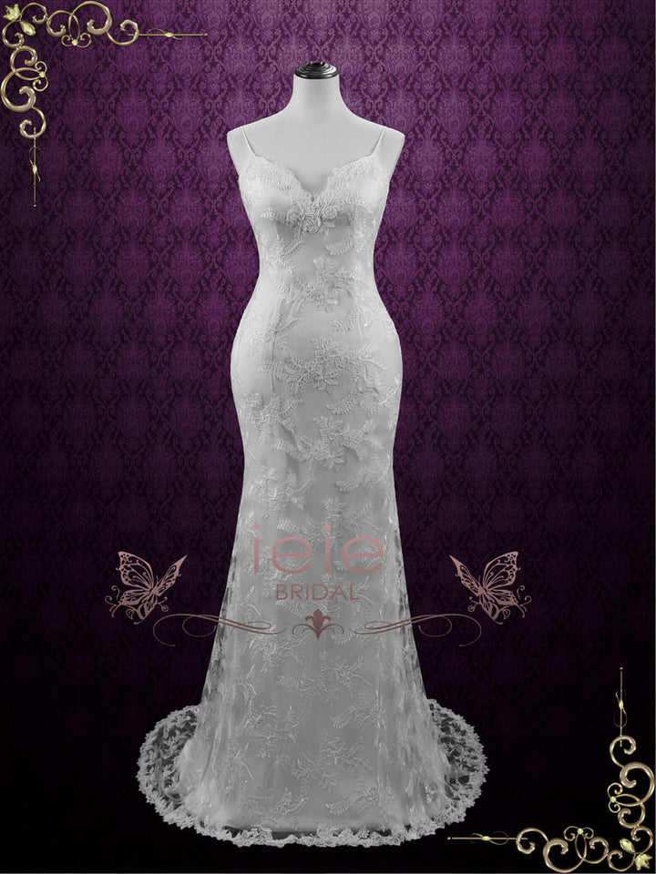 Simple Sleek Lace Wedding Dress with Open Back Dorothy – ieie