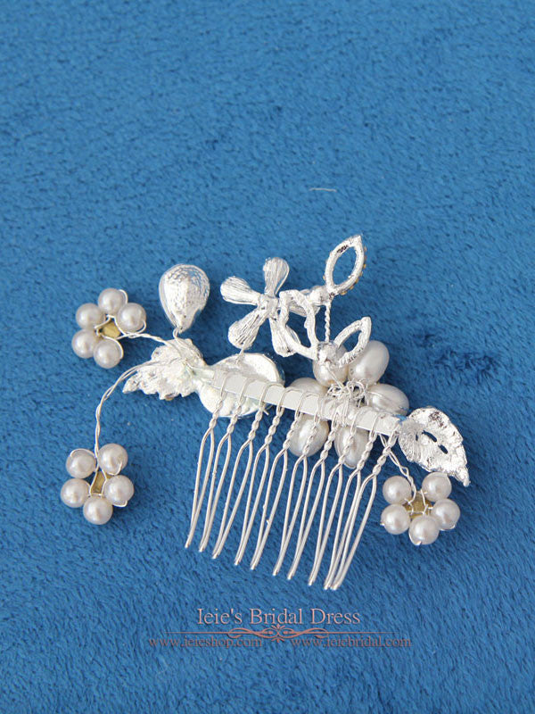 Flower Bridal Comb, Flower Wedding Comb, Crystal Hair Comb | VG1038