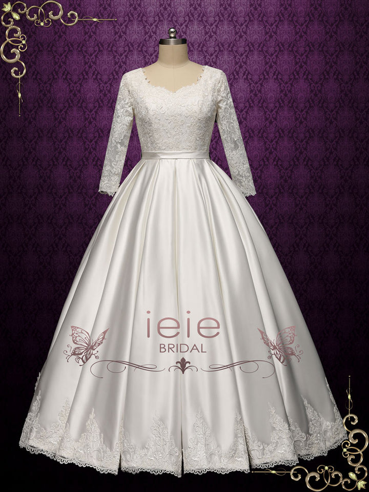 Princess Ball Gown Wedding Dress with Sleeves | Nora
