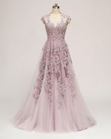 Plus Size Dusty Rose Pink Lace Wedding Dress KORYNNE
