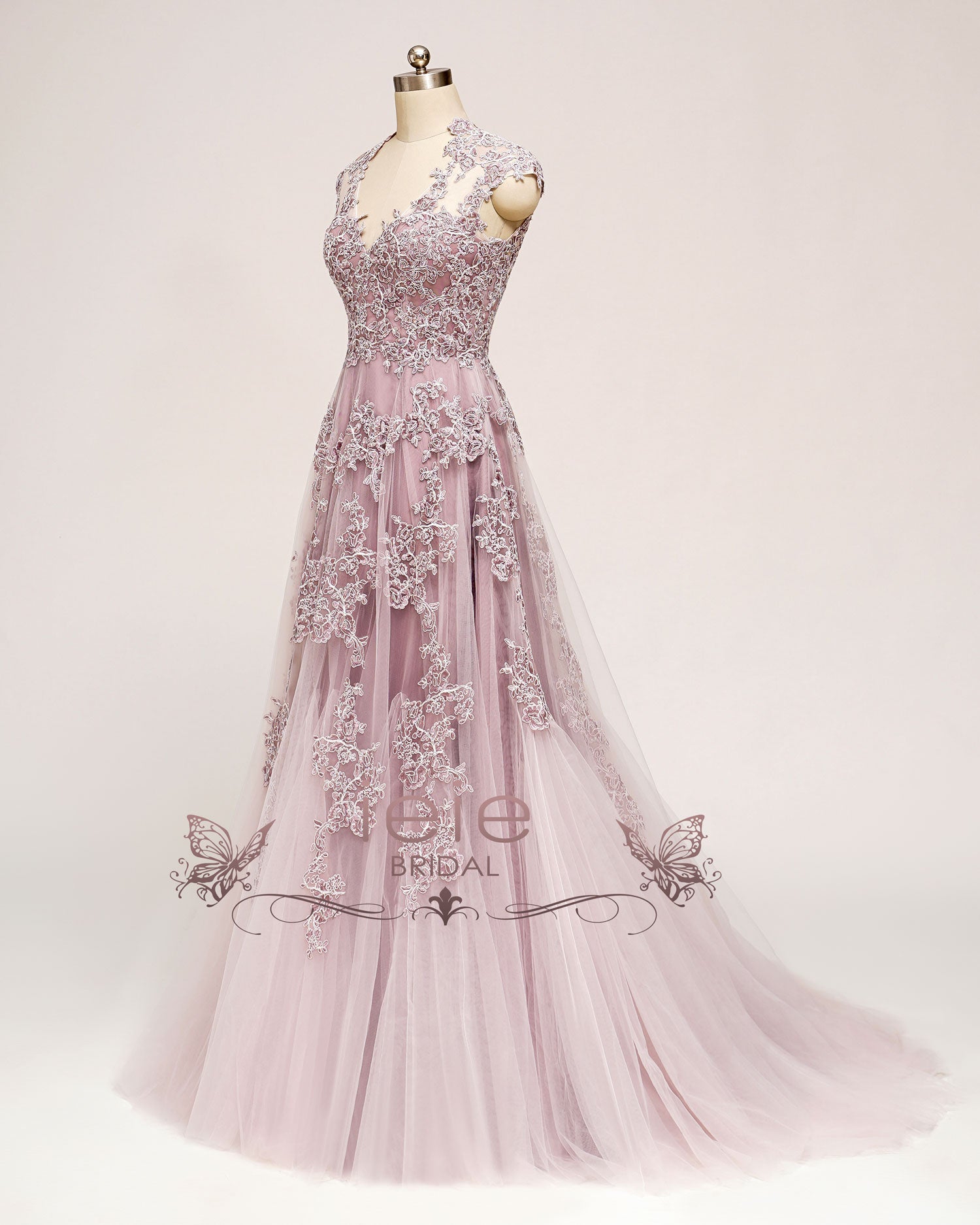 Dusty Pink Lace Wedding Dress KORYNNE – ieie