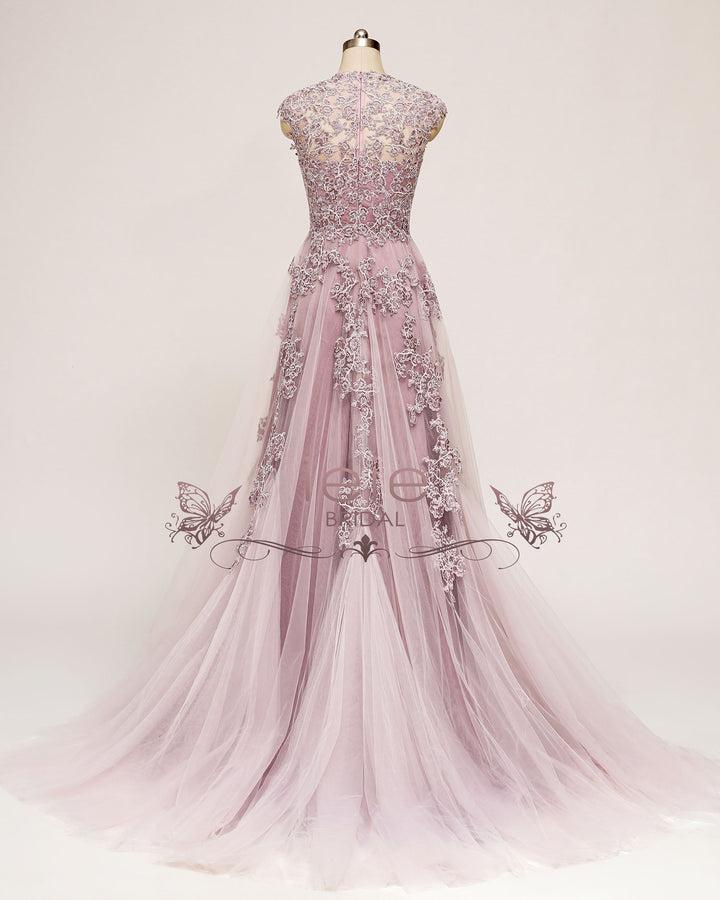 Plus Size Dusty Rose Pink Lace Wedding Dress KORYNNE Size 28W Plus Size Dusty Rose Pink Lace Wedding Dress KORYNNE Size 28W