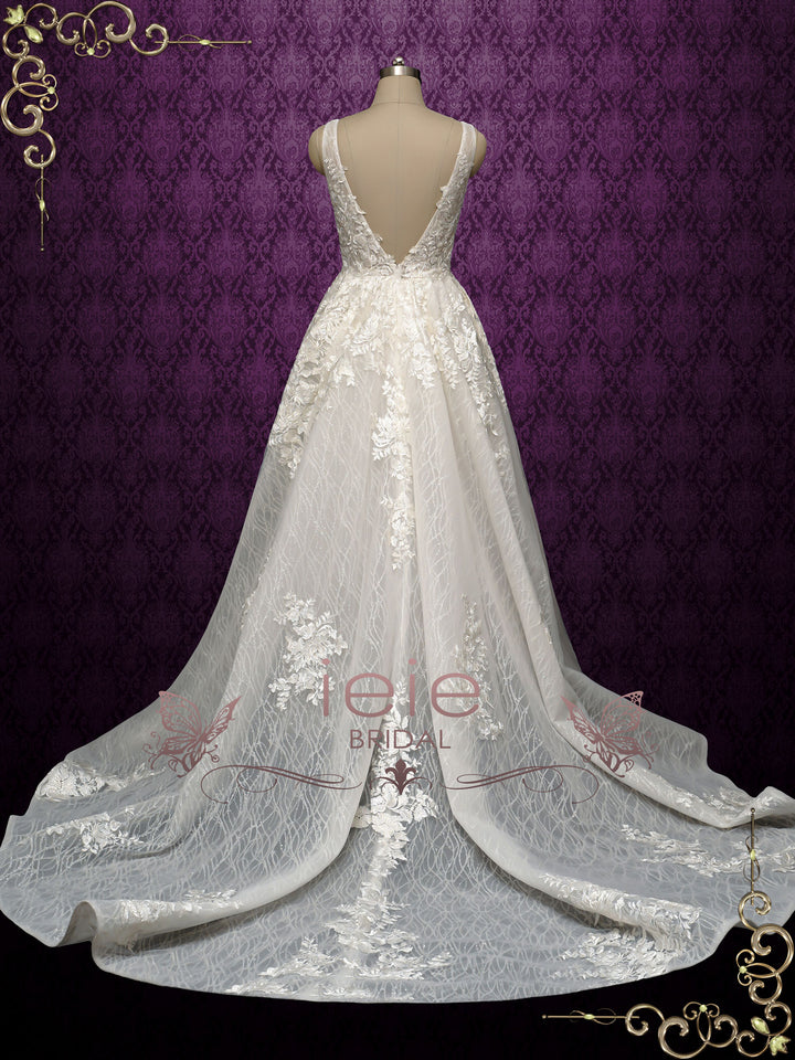 Sparkly Lace Ball Gown with Open Back BRISA