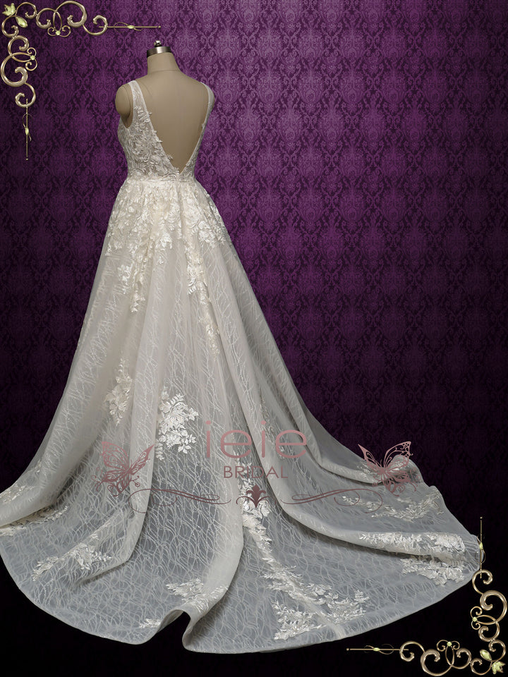 Sparkly Lace Ball Gown with Open Back BRISA
