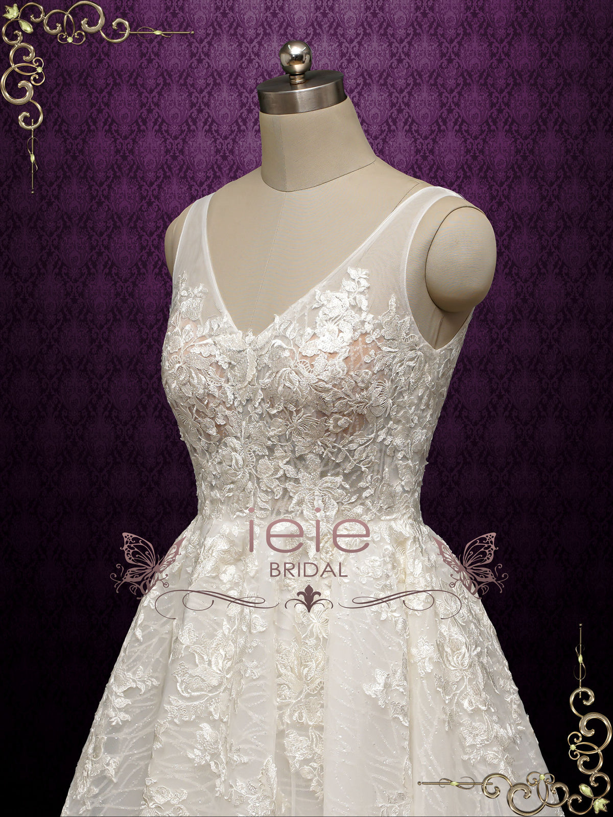Sparkly Lace Ball Gown with Open Back BRISA