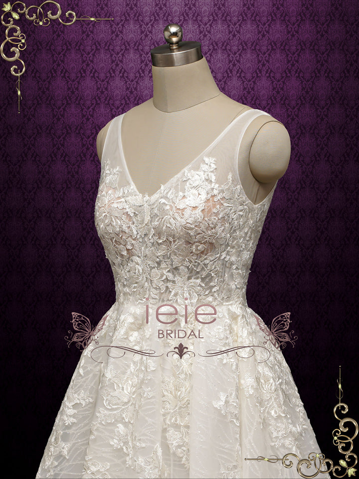Sparkly Lace Ball Gown with Open Back BRISA