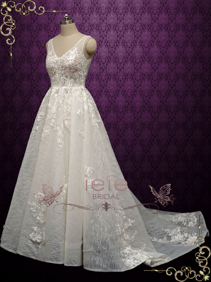 Sparkly Lace Ball Gown with Open Back BRISA